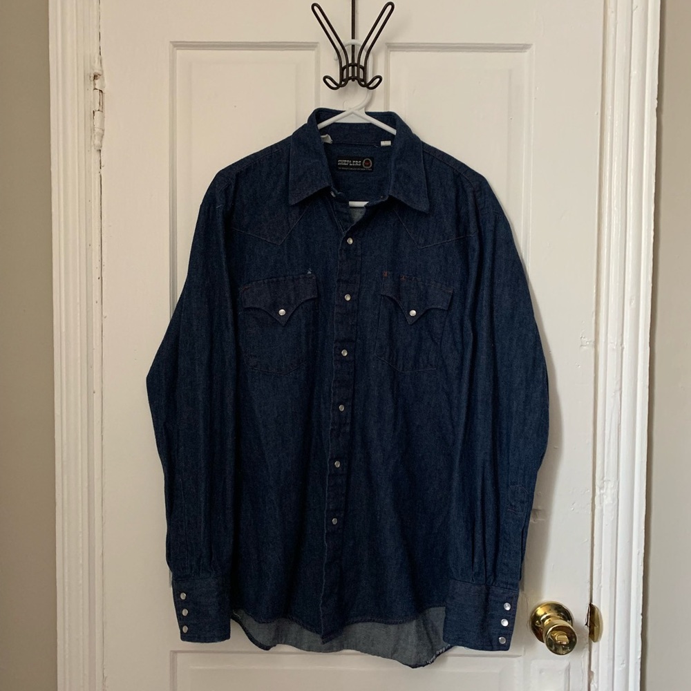 Vintage Denim shirt with pearl snaps Size L